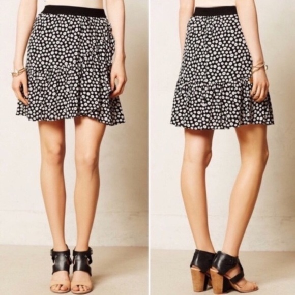Anthropologie Maeve Paulina Button Print Mini Skirt in Black - Picture 2 of 7